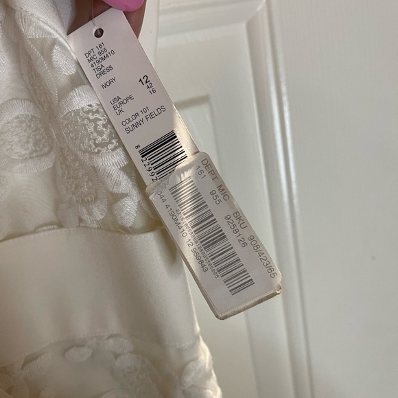 ANTONIO MELANI White Lace-Panel V-Neck Sheath Dress - Picture 8 of 11